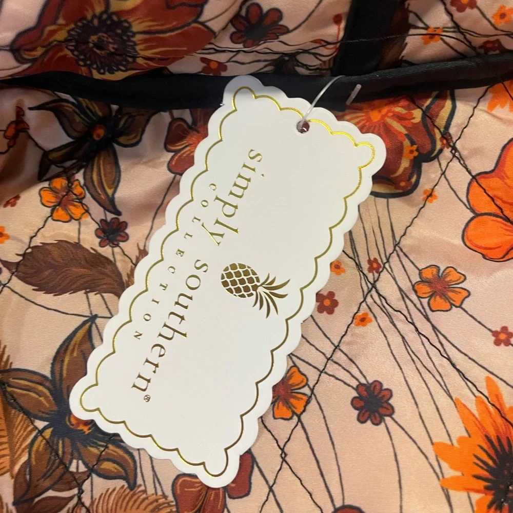 Simply Southern Black and Orange Bomber Jacket Floral Design - Picture 9 of 10